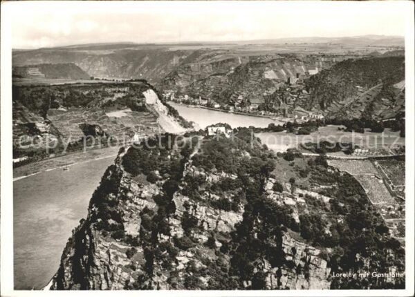Loreley Lorelei Fliegeraufnahme mit Gaststätte