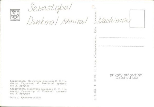 Sewastopol Krim Crimea Denkmal Admiral Nachimow – Bild 2