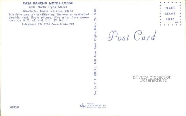 Charlotte North Carolina Casa Rancho Motor Lodge – Bild 2