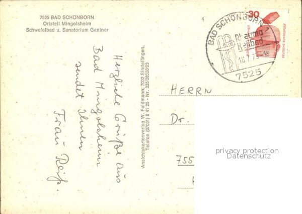 Bad Schoenborn Mingolsheim Schwefelbad Sanatorium Gant – Bild 2
