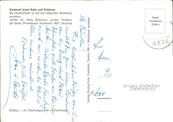 Viechtach Bayerischer Wald Im Dr. Schellerer Park Gedenktafel Brun – Bild 2