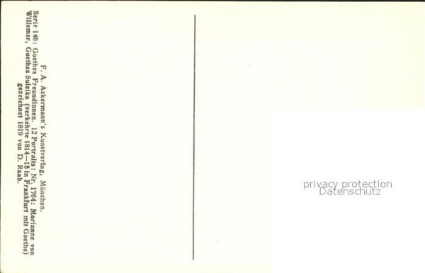 Verlag Ackermann Kuenstlerpostkarte Nr. 1764 Marianne von Willemer Goethes Sule – Bild 2
