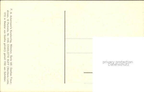 Verlag Ackermann Kuenstlerpostkarte Nr. 1756 Charlotte Buff Goethe Künstler von – Bild 2