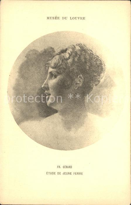 Kuenstlerkarte Fr. Gerard Etude de jeune Femme Musee d