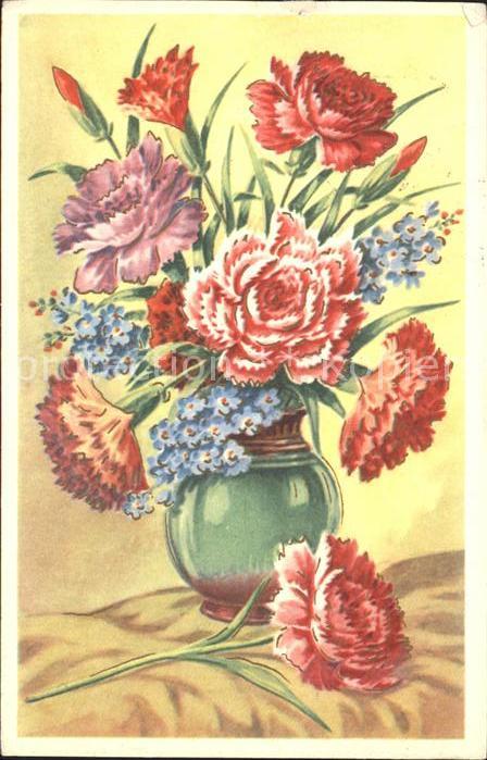 Blumen Nelken Vergissmeinnicht Vase