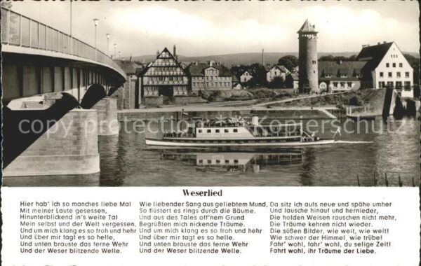 Liederkarte Weserlied Holzminden Weserbrücke Fährha