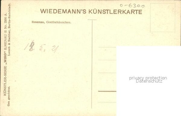Verlag Wiedemann WIRO Nr. 3566 A Ilmenau Goethehäuschen – Bild 2