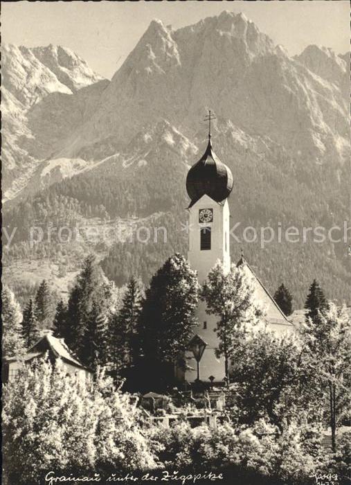 Foto Popp Nr. 1473 Grainau Kirche Zugspitze