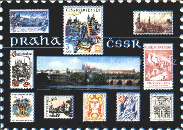 Briefmarken auf Postkarte Praha CSSR Philatelie Pofis