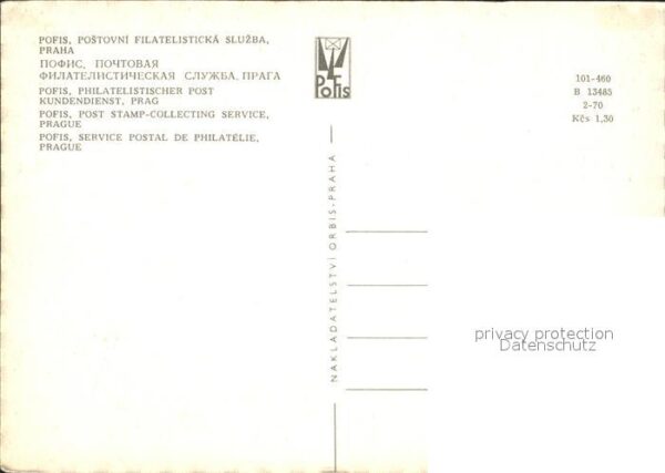 Briefmarken auf Postkarte Praha CSSR Philatelie Pofis – Bild 2