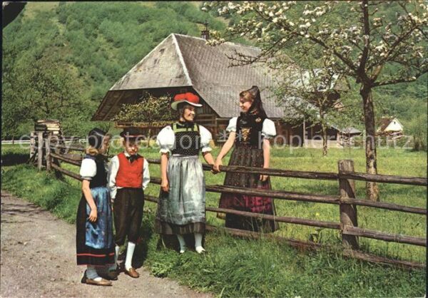 Trachten Schwarzwald Bollenhut - P O S T K A R T E -  - P O