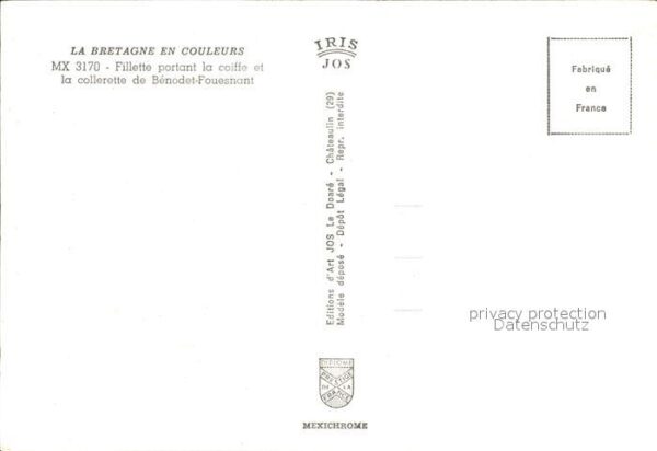 Trachten Frankreich Fillette Coiffe Collerette Benodet-Foue – Bild 2