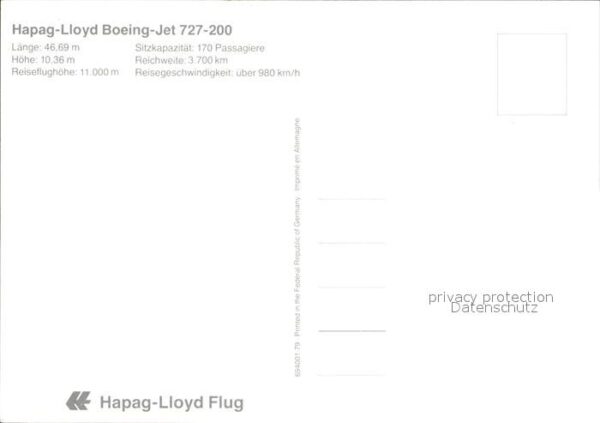 Flugzeuge Zivil Hapag-Lloyd Boeing-Jet 727-200 – Bild 2
