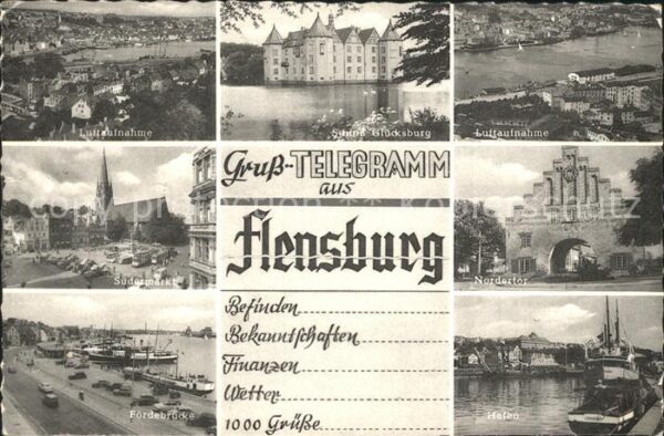 Flensburg Fliegeraufnahme Nordertor Schloss Glück