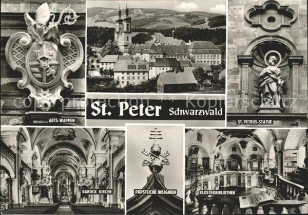 St Peter Schwarzwald Statue Klostebibliothek Päpstliche Insi