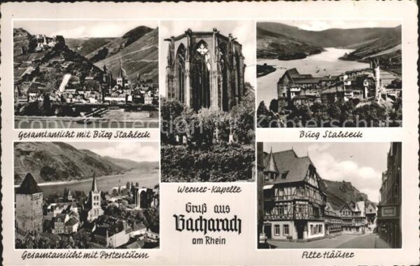 Bacharach Rhein Total mit Burg Stahleck Postenturm Alte