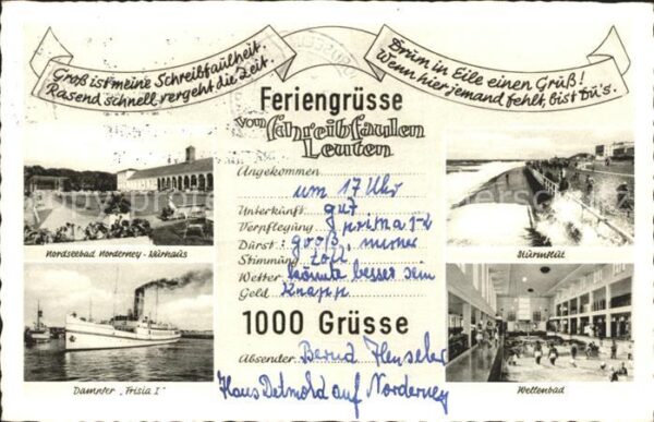 Norderney Nordseebad Kurhaus Sturmflut Dampfer Frisia I Well