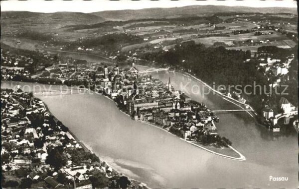 Passau Zusammenfluss von Donau Inn und Ilz Fli