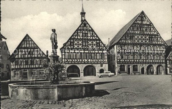 Dornstetten Wuerttemberg Marktplatz Brunnen Fachwerkhäuser