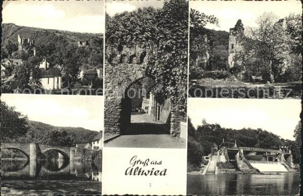 Altwied Teilansicht Schlossruine Tor Brücke Weh