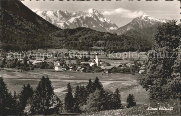 Ohlstadt mit Zugspitze und Kramer