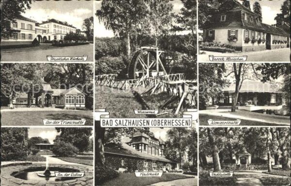 Bad Salzhausen Kurhaus Barock Häuschen Wasserrad Trink