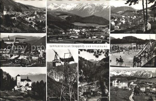 Gloggnitz Niederoesterreich Total Rax Alpenbad mit Schloss Kranichb