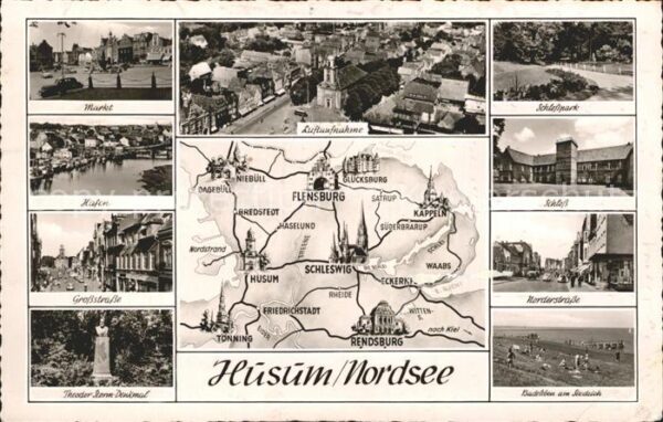 Husum Nordfriesland Markt Fliegeraufnahme Schloss Park Hafe