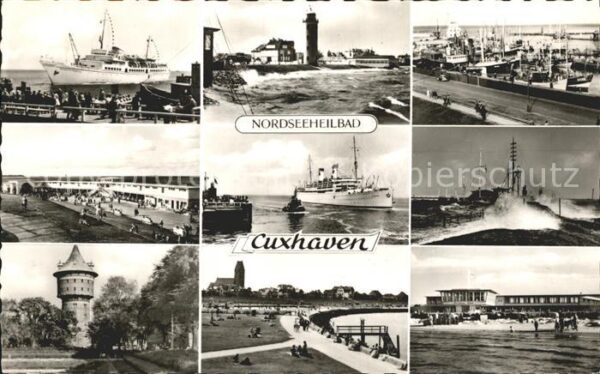 Cuxhaven Nordseebad Hafenpartie Ozeandampfer Leuchtturm Flu