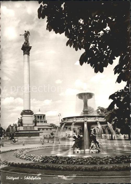 Stuttgart Schlossplatz Brunnen Siegessäule