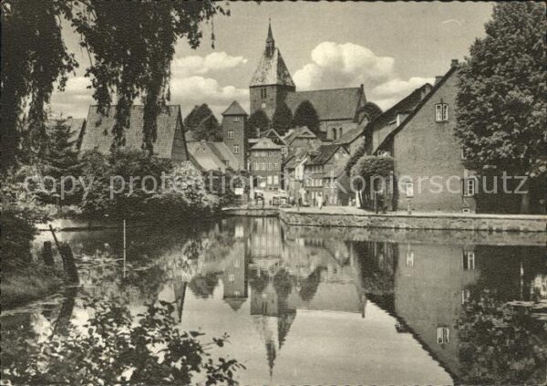 Moelln Lauenburg Mühlenteich mit Domblick