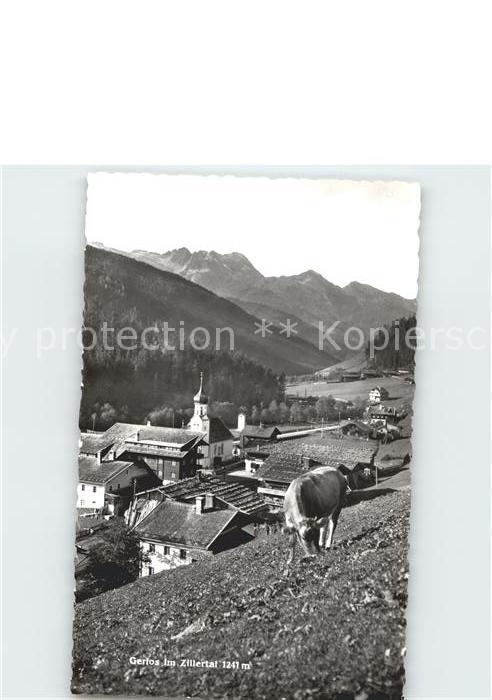 Gerlos Ortsansicht mit Kirche Kuh Alpen
