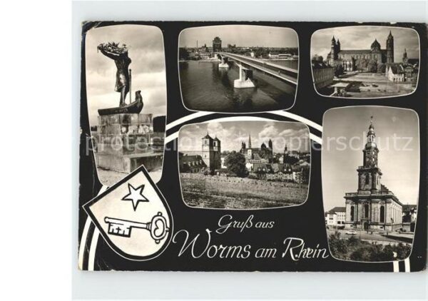 Worms Rhein Denkmal Statue Brücke Dom Wappen Bromsi