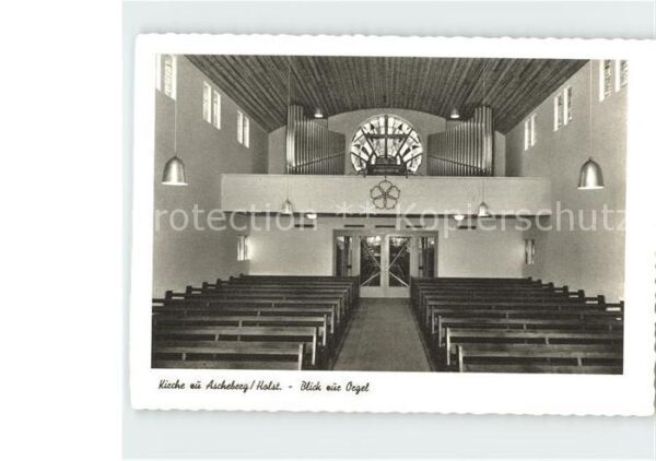 Ascheberg Holstein Kirche Blick zur Orgel Kupfertiefdruck