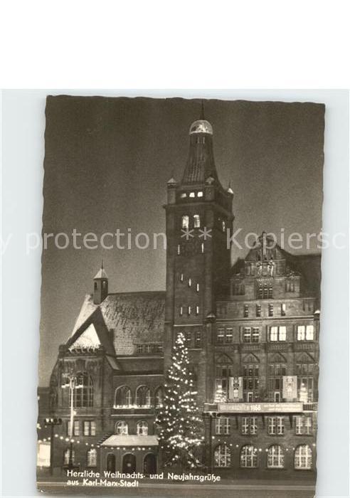 Karl-Marx-Stadt zur Weihnachtszeit Weihnachtskarte Neuj