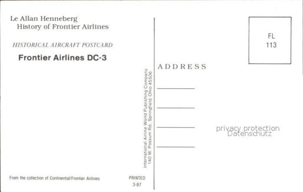 Flugzeuge Zivil Frontier Airlines DC-3 Sunliner Arizona – Bild 2