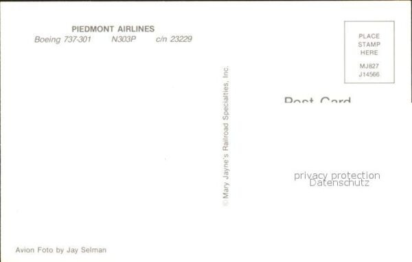 Flugzeuge Zivil Piedmont Airlines Boeing 737-301 N303P – Bild 2
