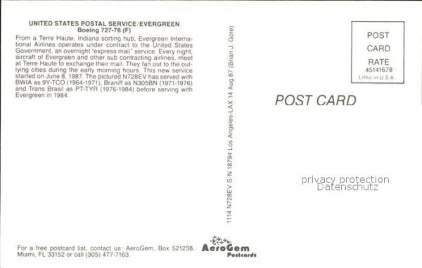 Flugzeuge Zivil United States Postal Service Evergreen – Bild 2