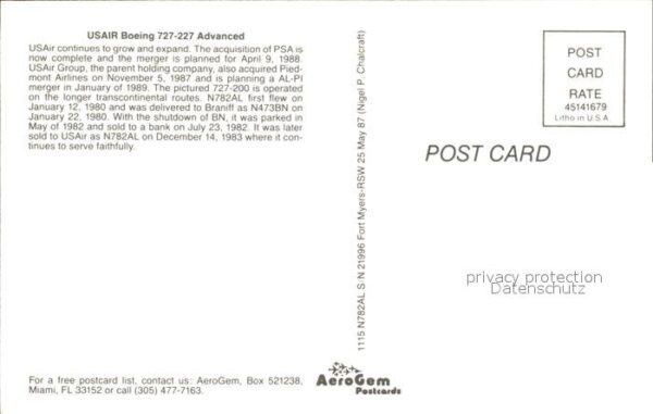 Flugzeuge Zivil USAir Boeing 727-227 Advanced – Bild 2