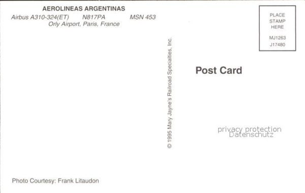 Flugzeuge Zivil Aerolineas Argentinas Airbus A310-324 N – Bild 2