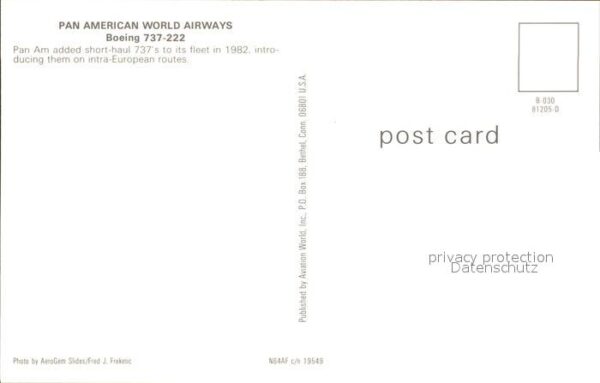 Flugzeuge Zivil Pan American Wolrd Airways Boeing 737-2 – Bild 2