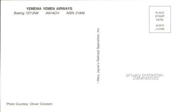 Flugzeuge Zivil Yemenia Yemen Airways Boeing 727-2N8 AW – Bild 2
