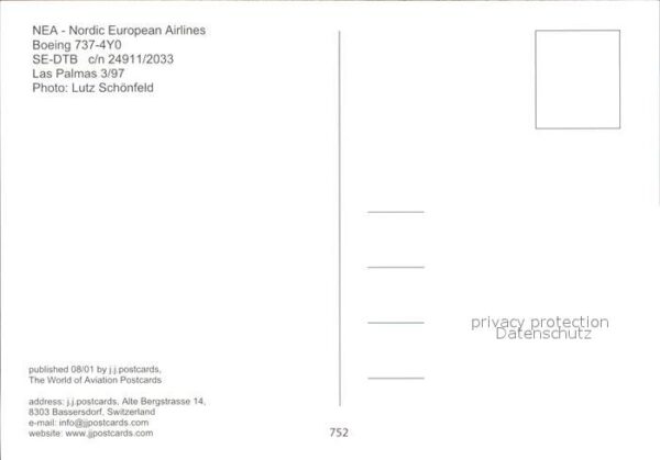 Flugzeuge Zivil NEA Nordic European Airlines Boeing 737 – Bild 2