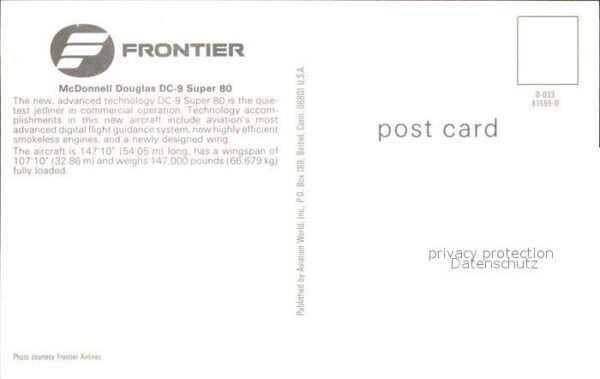 Flugzeuge Zivil Frontier McDonnell Douglas DC-9 sUPER 8 – Bild 2