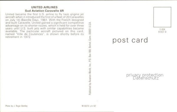 Flugzeuge Zivil United Airlines Sud Aviation Caravelle – Bild 2