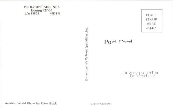 Flugzeuge Zivil Piedmont Airlines Boeing 727-51 c/n 188 – Bild 2