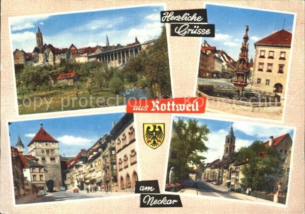 Rottweil Neckar Teilansicht Brunnen Stadttor Strassenpa