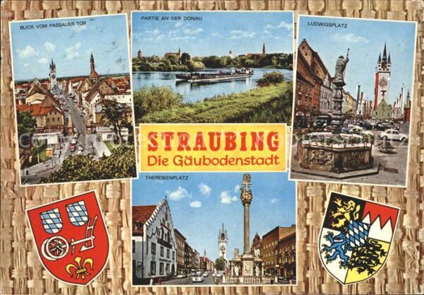 Straubing Blick vom Passauer Tor Donaupartie Ludw