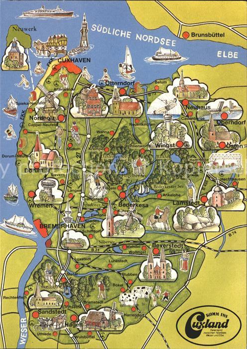 Cuxhaven Nordseebad und Umgebung Übersichtskarte