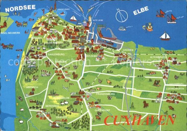 Cuxhaven Nordseebad und Umgebung Übersichtskarte